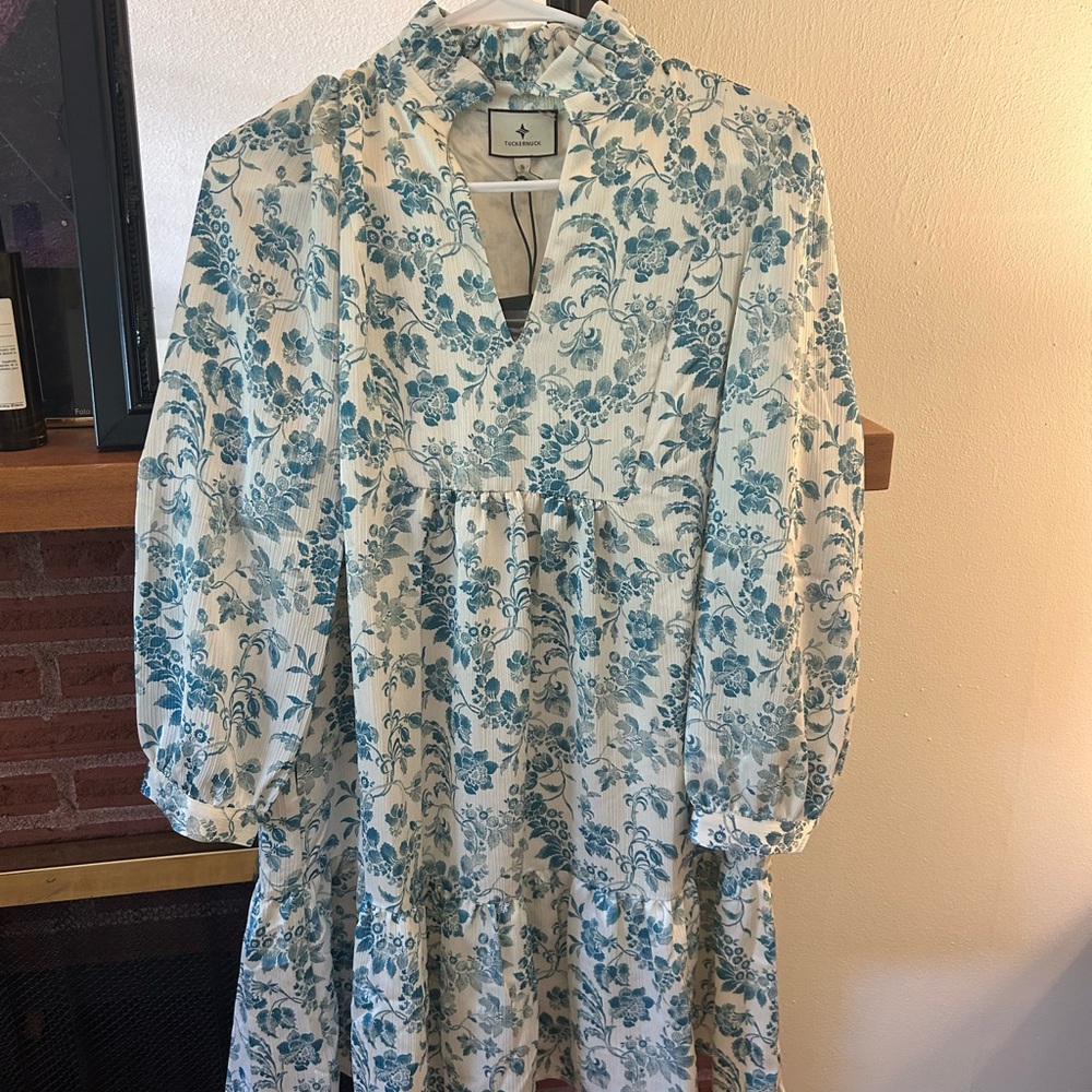 Tuckernuck Blue and Cream Floral Dress